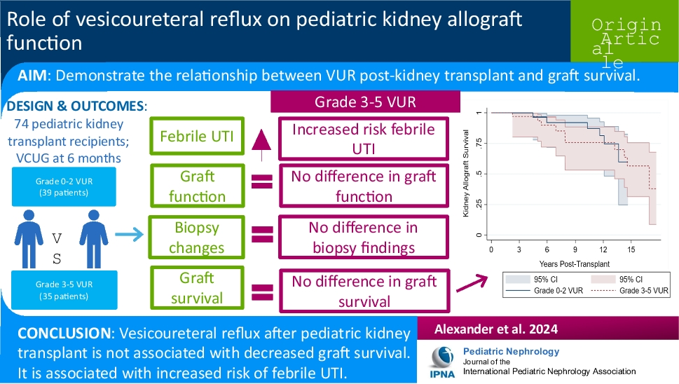Role of vesicoureteral reflux on pediatric kidney allograft function