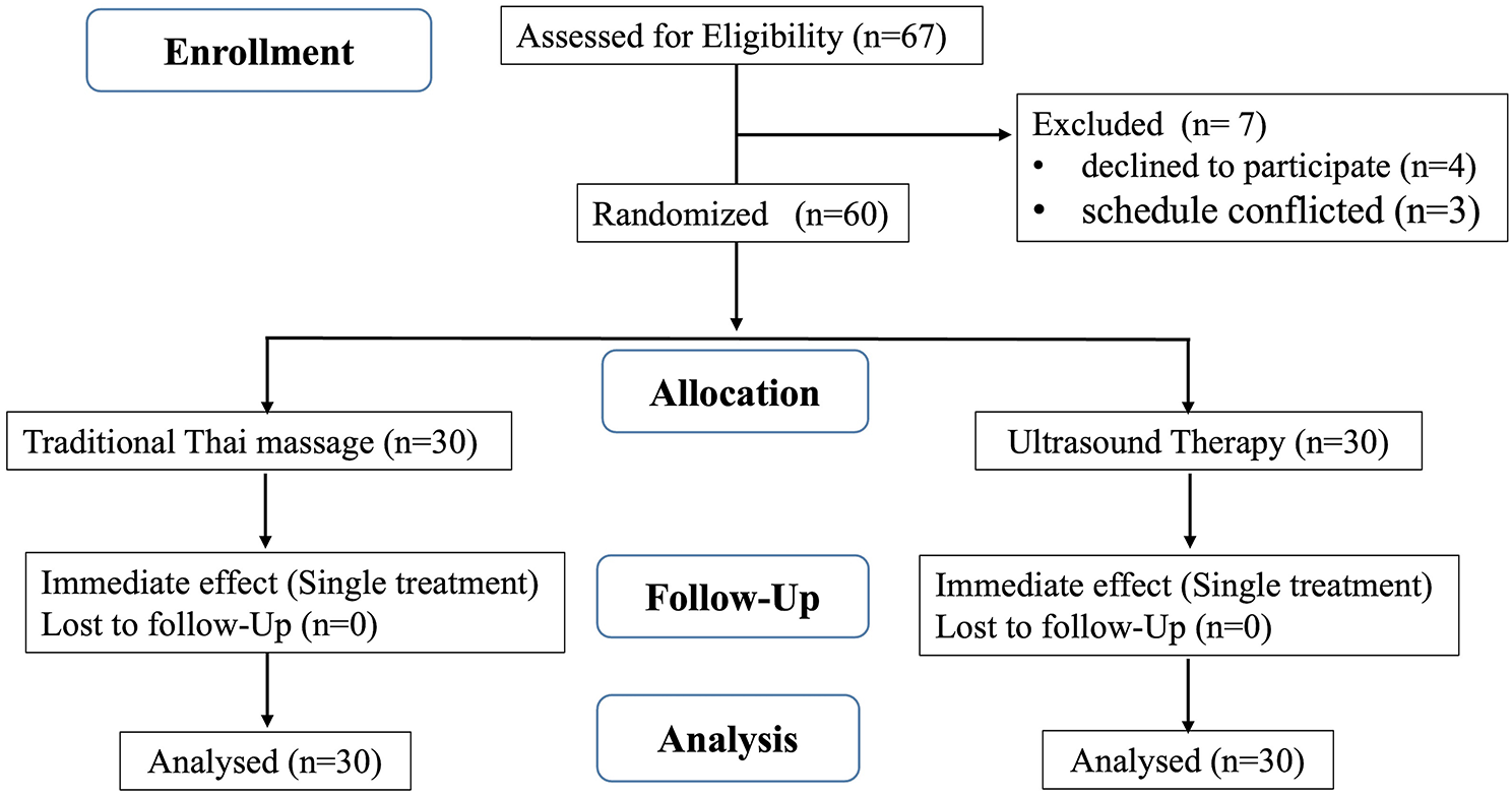 Randomised control trial to compare the efficacy of traditional Thai massage and ultrasound therapy for treating plantar heel pain