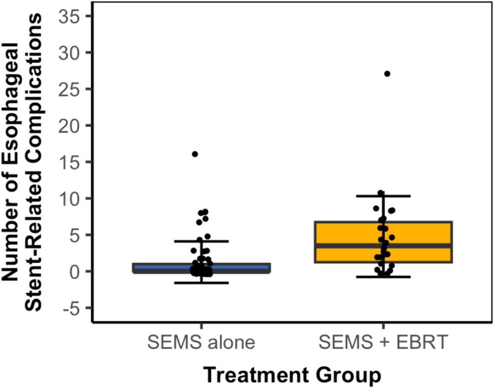 Effects of Palliative Esophageal External Beam Radiation Therapy in Patients with Stent for Esophageal Cancer: A Retrospective Cohort Study