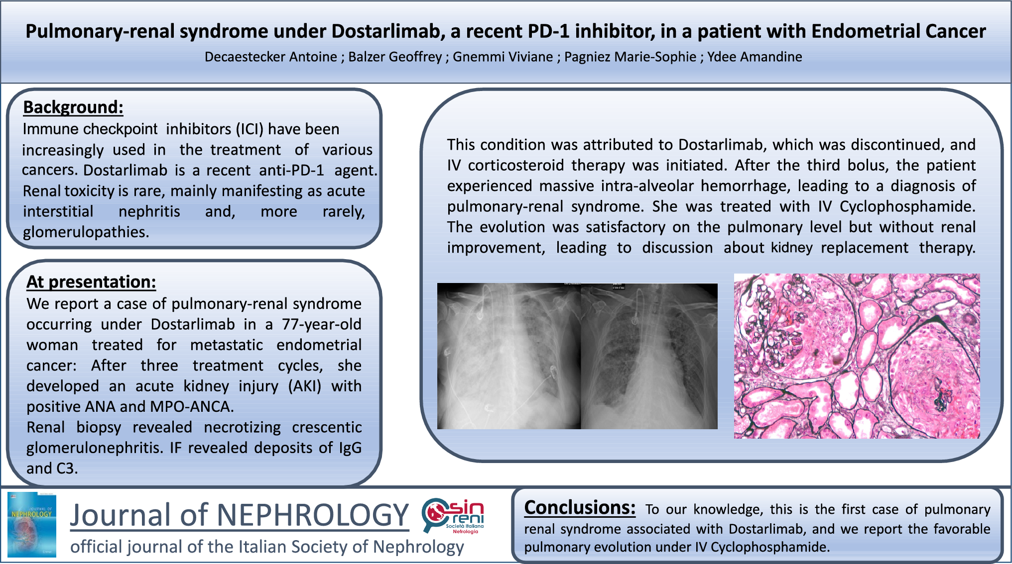 Pulmonary-renal syndrome under Dostarlimab, a recent PD-1 inhibitor, in a patient with Endometrial Cancer