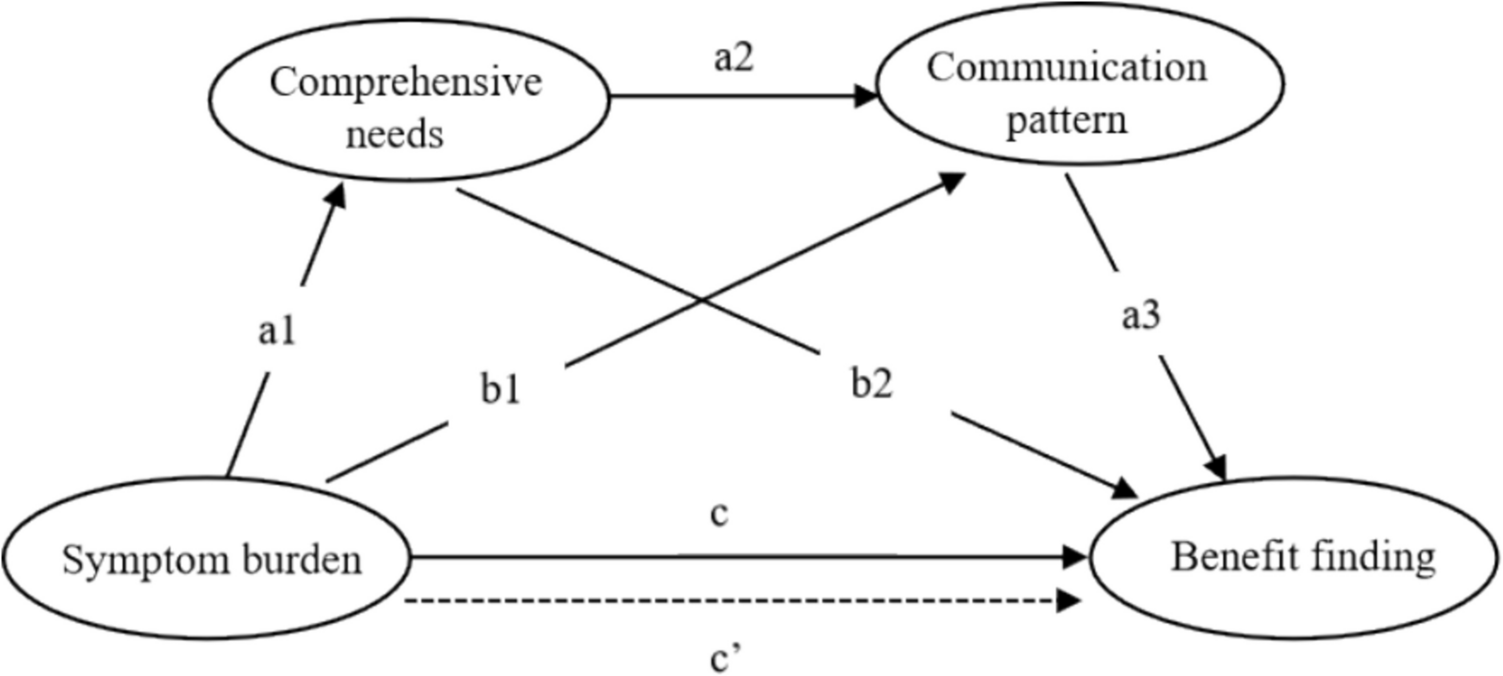 Relationship between symptom burden and benefit finding in patients with gastrointestinal cancers undergoing chemotherapy: the chain-mediating role of comprehensive needs and communication pattern