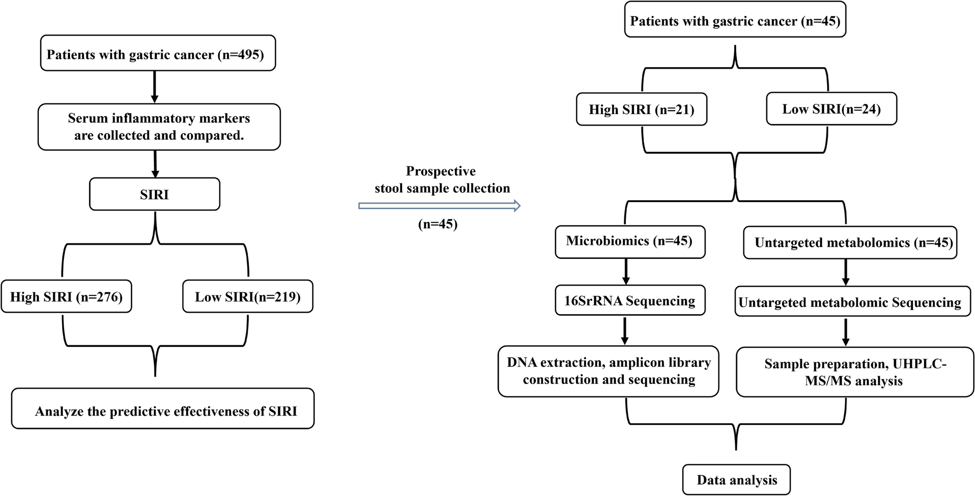 Multi-omics analysis reveals disrupted gut microbiota and metabolism in gastric cancer patients with high SIRI