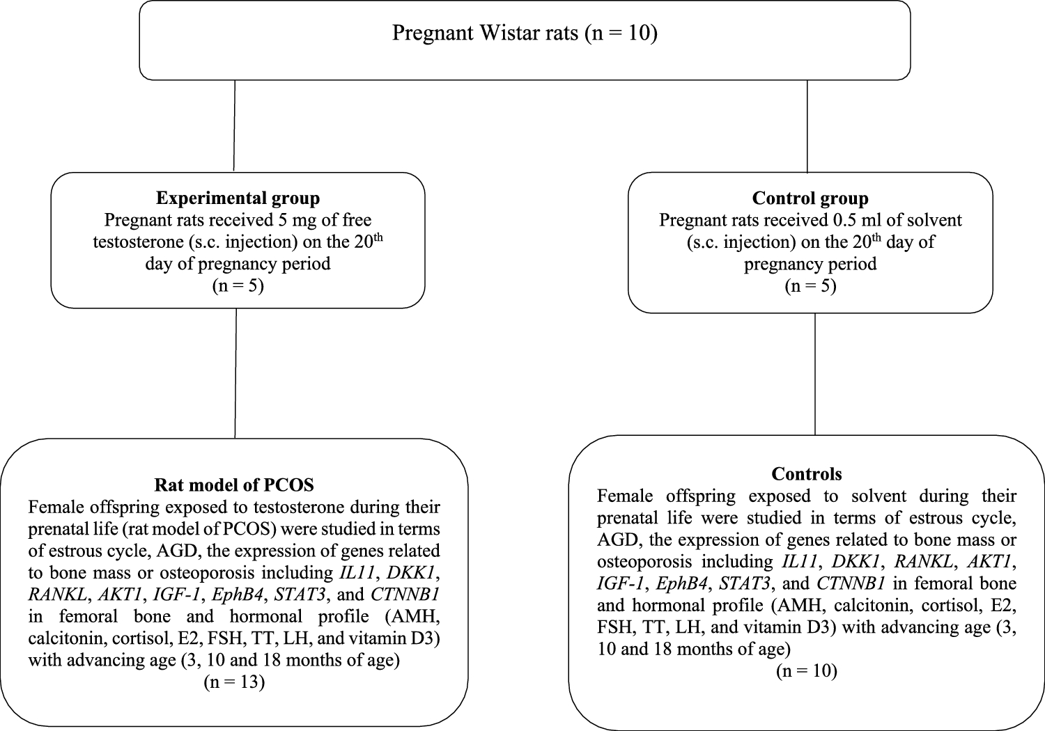 Alterations in bone-related hormones and genes expression in femoral bone of polycystic ovary syndrome rats