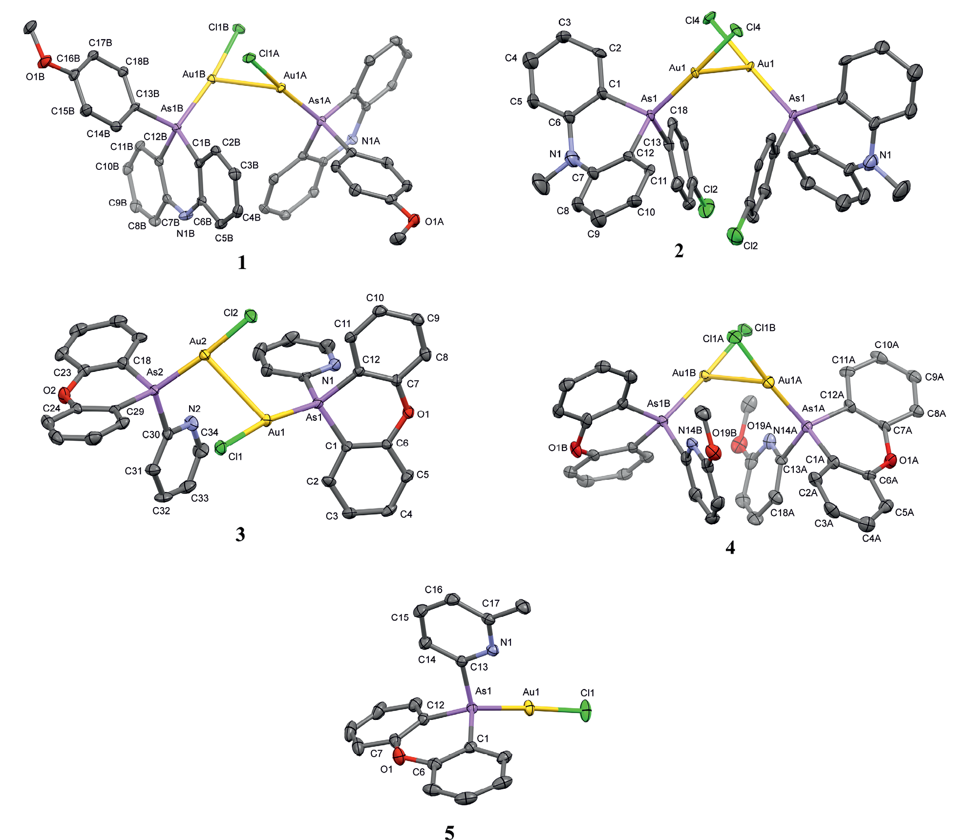Mono- and Dimeric Gold(I) Complexes with Cyclic Arsine Ligands