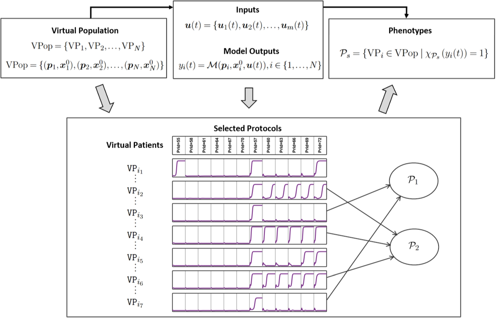 Identification and characterization of virtual sub-populations through phenotype-guided filtering. The challenging case of nonidentifiable models in the context of therapeutic evaluation