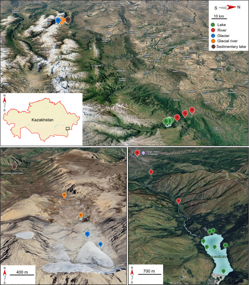 Microbial community structure across freshwater ecosystem types in a high-altitude region, Zhongar Alatau, Kazakhstan