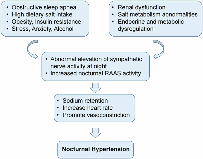 Pathophysiology, diagnosis and intervention strategies of nocturnal hypertension