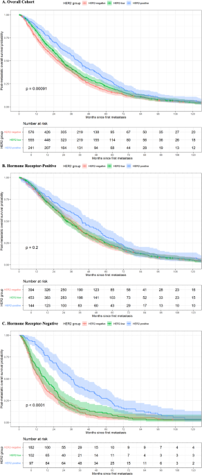 Metastatic phenotype and post-metastatic survival across HER2-0, HER2-low, and HER2-positive breast cancer