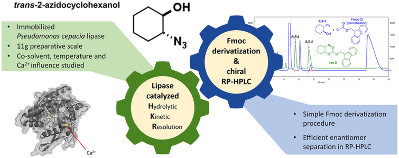 Multigram‐scale enzymatic kinetic resolution of trans‐2‐azidocyclohexyl acetate and chiral reversed‐phase HPLC analysis of trans‐2‐azidocyclohexanol
